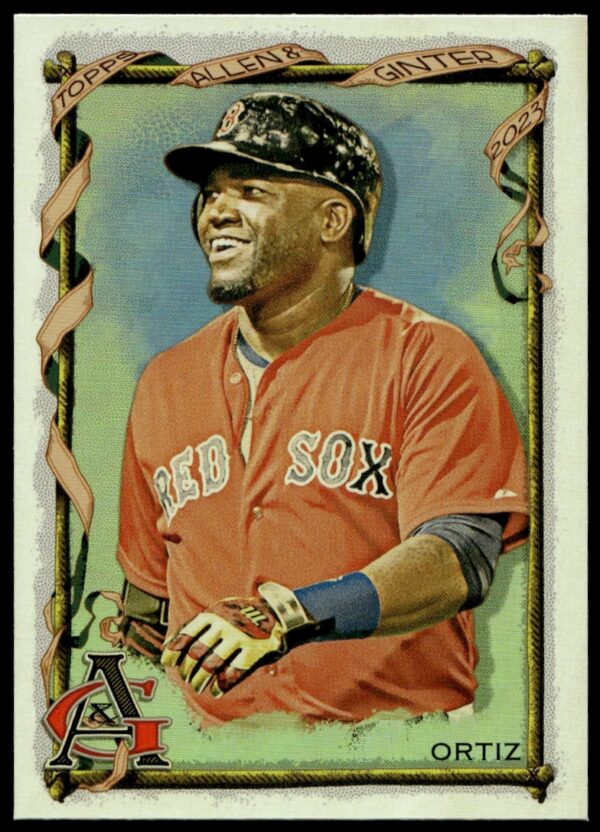 2023 Topps David Ortiz Silver Portrait Card with detailed illustration, front view.