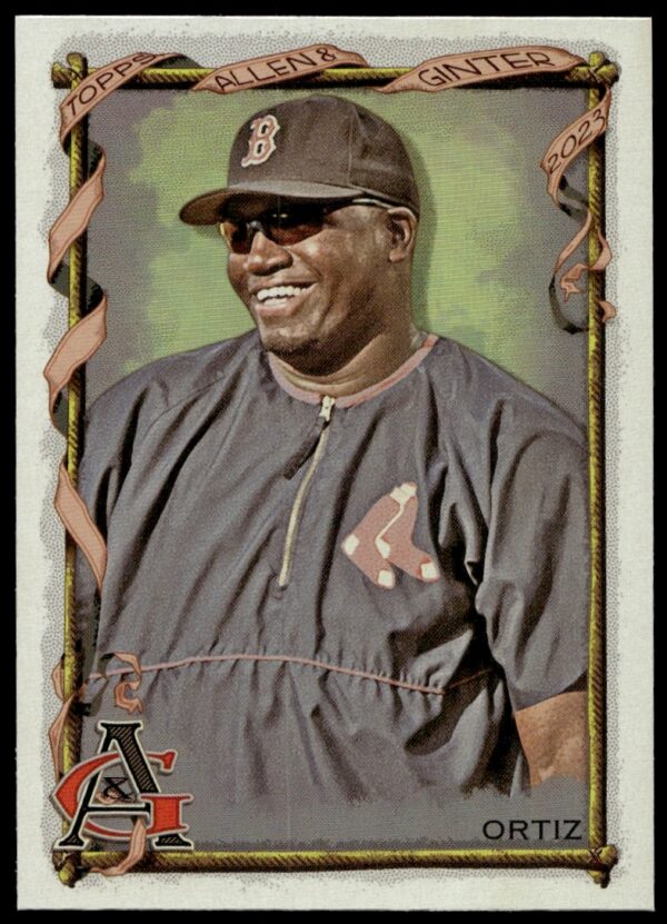 David Ortiz Silver Portrait Card 2023 #378, featuring vintage style and iconic imagery.