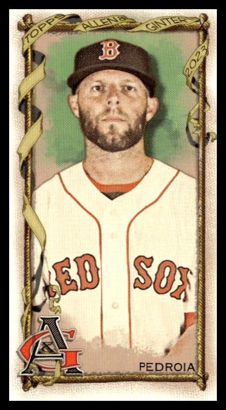 Dustin Pedroia 2023 Topps Mini Card #188, featuring portrait and dynamic design.