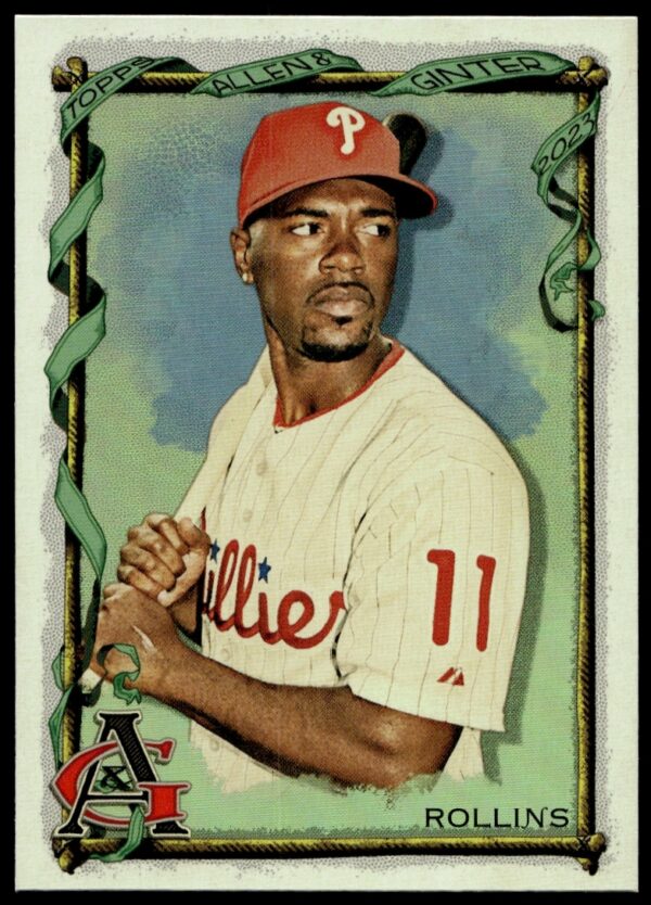 2023 Topps Allen & Ginter Jimmy Rollins Silver Portrait Card #134 Front View.