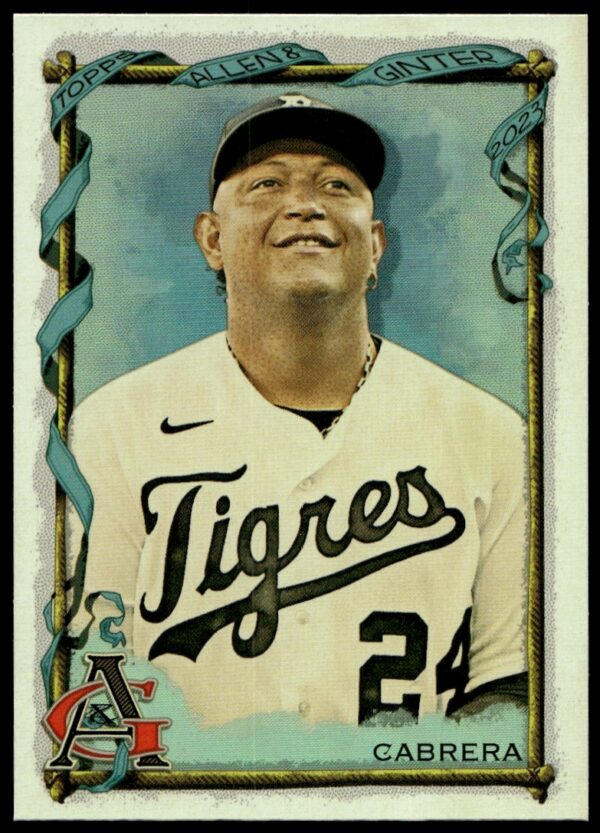 Miguel Cabrera 2023 Silver Portrait Card #139 showcasing classic pose in baseball uniform.