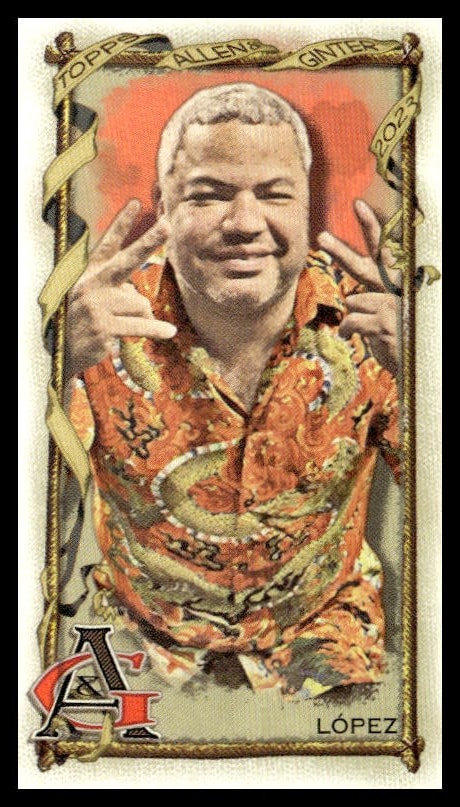 Vintage Moises Lopez card - 2023 Topps Allen & Ginter series, ornate design.