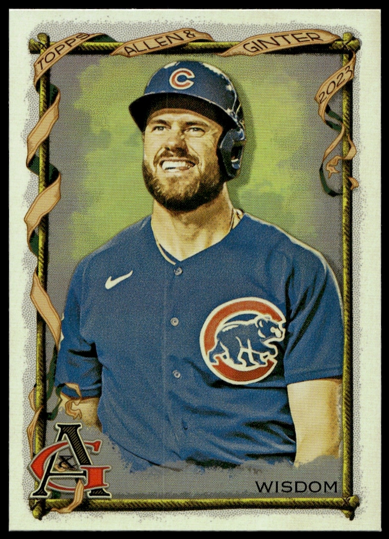 Silver Portrait Trading Card of Patrick Wisdom, 2023 Topps Allen & Ginter, #195.