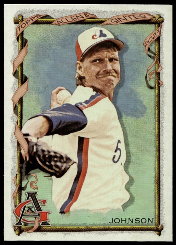 2023 Topps Randy Johnson Silver Portrait Card #399 showcases MLB legends intense focus.