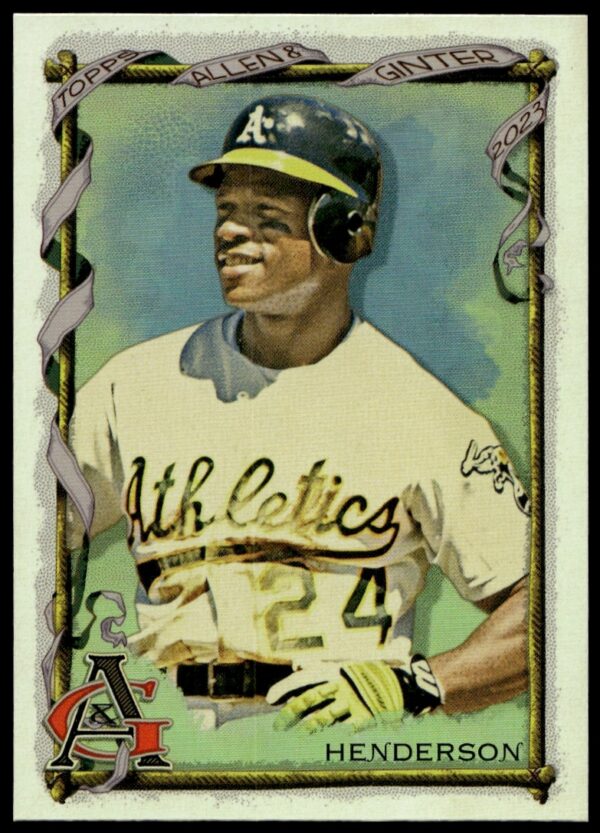Rickey Henderson 2023 Topps Silver Portrait Card #138 featuring iconic baseball legend (Front).
