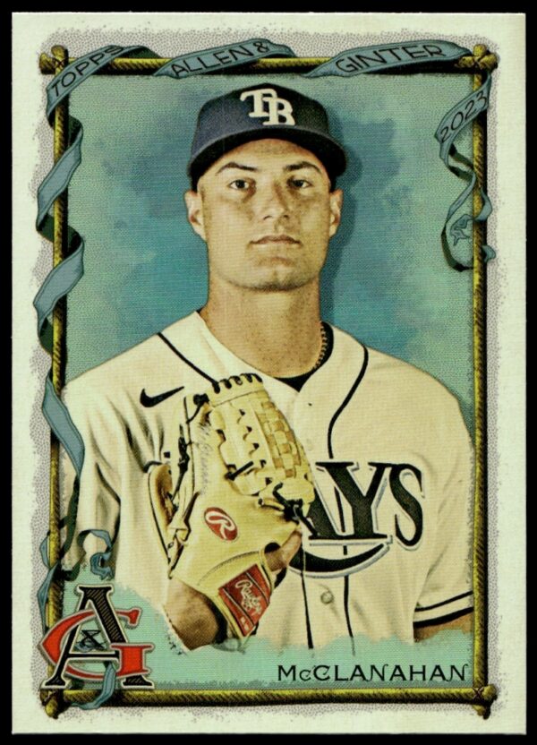 Shane McClanahan 2023 Silver Portrait Card #196, Topps Allen & Ginter, stylish black-and-white finish.