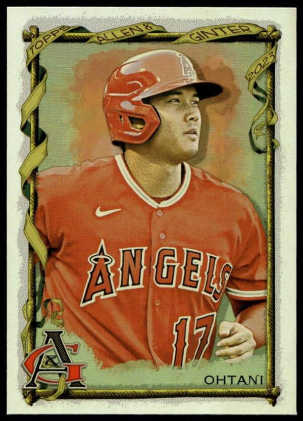 Silver-toned 2023 Shohei Ohtani portrait card from Topps Allen & Ginter, #96.