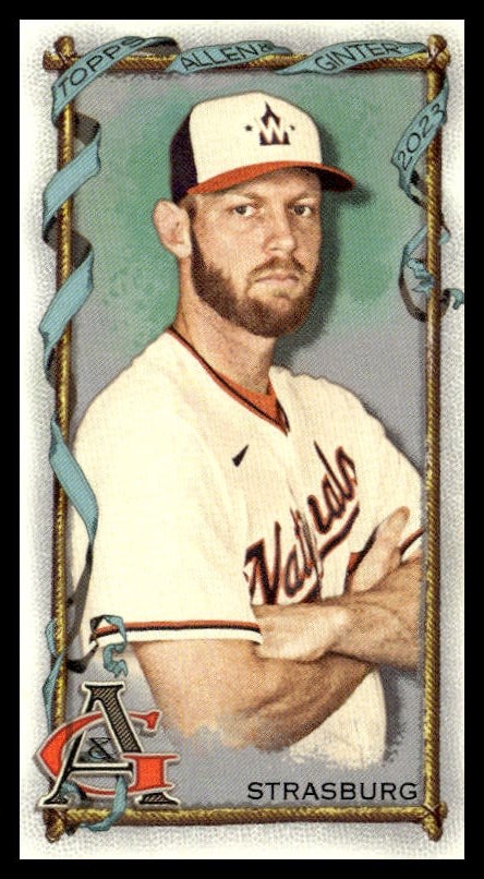 Stephen Strasburg 2023 Topps Mini Card, showcasing his profile, collectible #185.