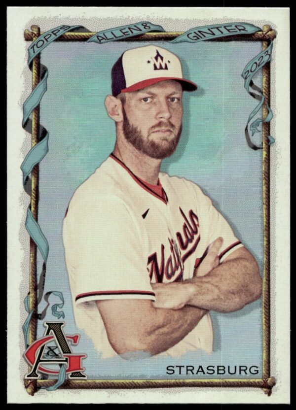 2023 Stephen Strasburg Topps Silver Portrait Card #185 with detailed artwork and silver finish.