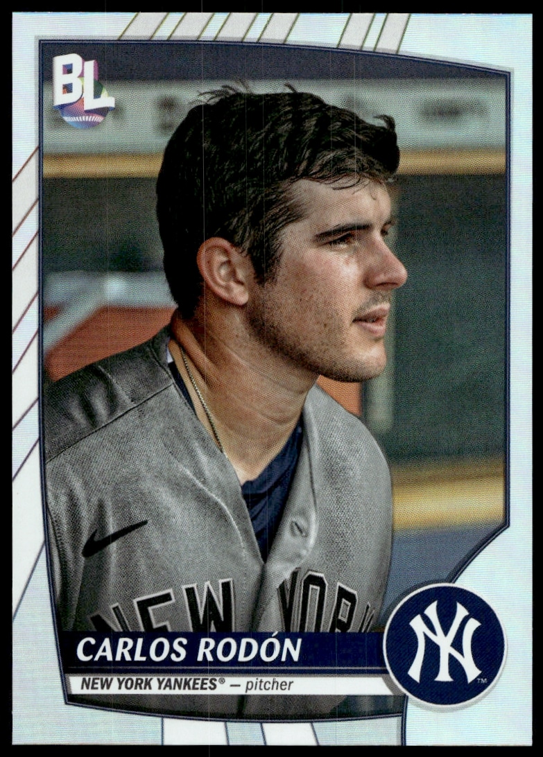 Carlos Rodon 2023 Topps Big League card #248 featuring Yankees pitcher in action.