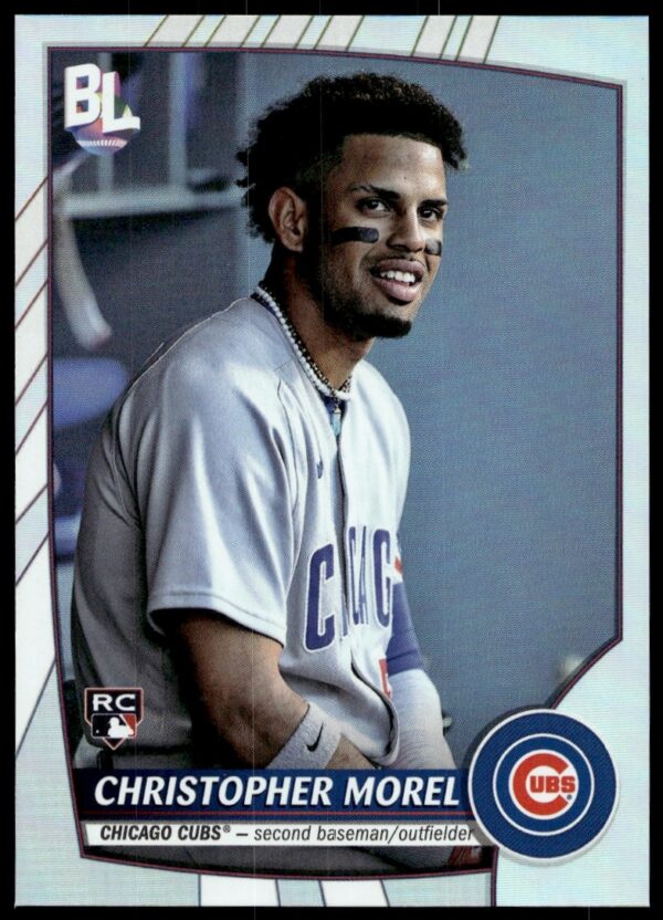2023 Topps Big League baseball card featuring Christopher Morel in Cubs uniform, card #210.