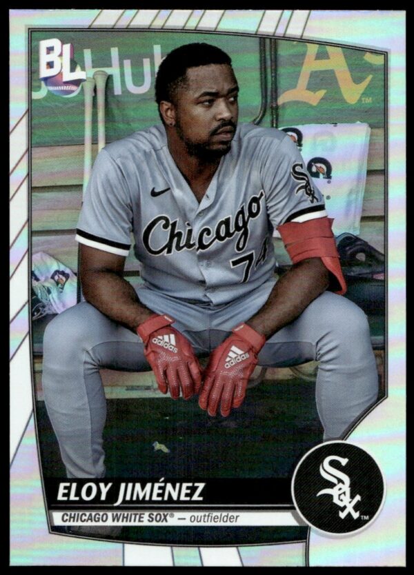Eloy Jimenez 2023 Topps Big League Rainbow Foil Card #238 showcases dynamic on-field action.