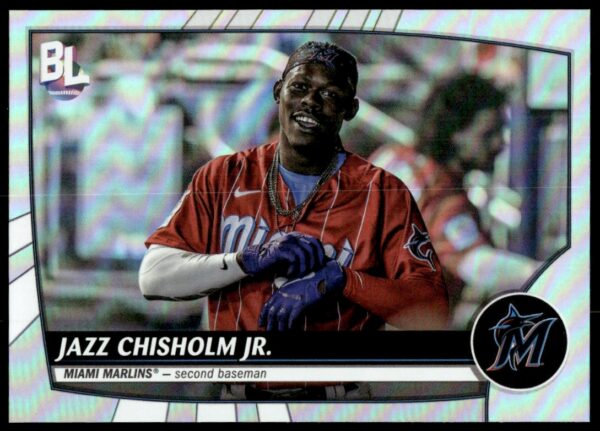Rainbow Foil Jazz Chisholm Jr. 2023 Topps Big League Card #224 Front View.