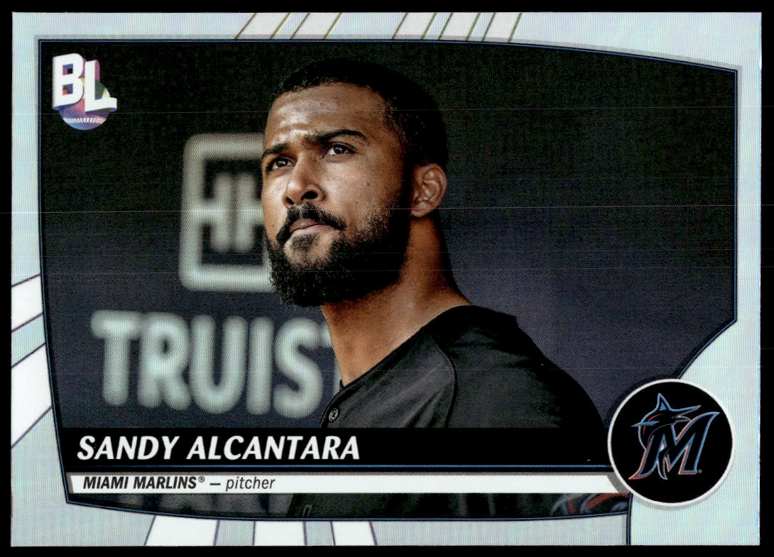 Sandy Alcantara 2023 Topps Big League Card #219, Miami Marlins Pitcher in Action.