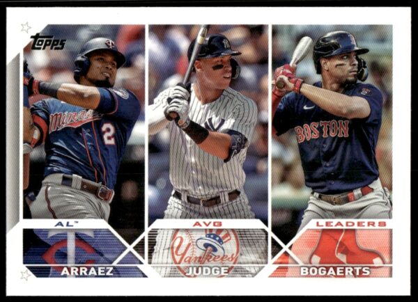 2023 Topps AL Batting Leaders Card: Arraez, Judge, Bogaerts #289.