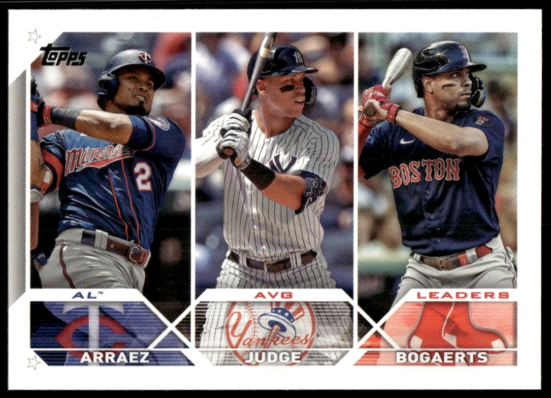 2023 Topps AL Batting Leaders Card: Arraez, Judge, Bogaerts #289.