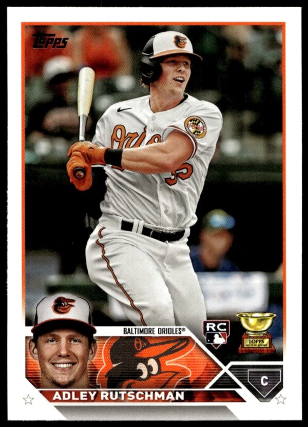 Adley Rutschman 2023 Topps Series 1 Card #250, Orioles catcher, MLB star potential.