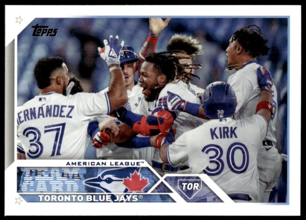 2023 Topps Series 1 Toronto Blue Jays player card, action shot in team uniform.