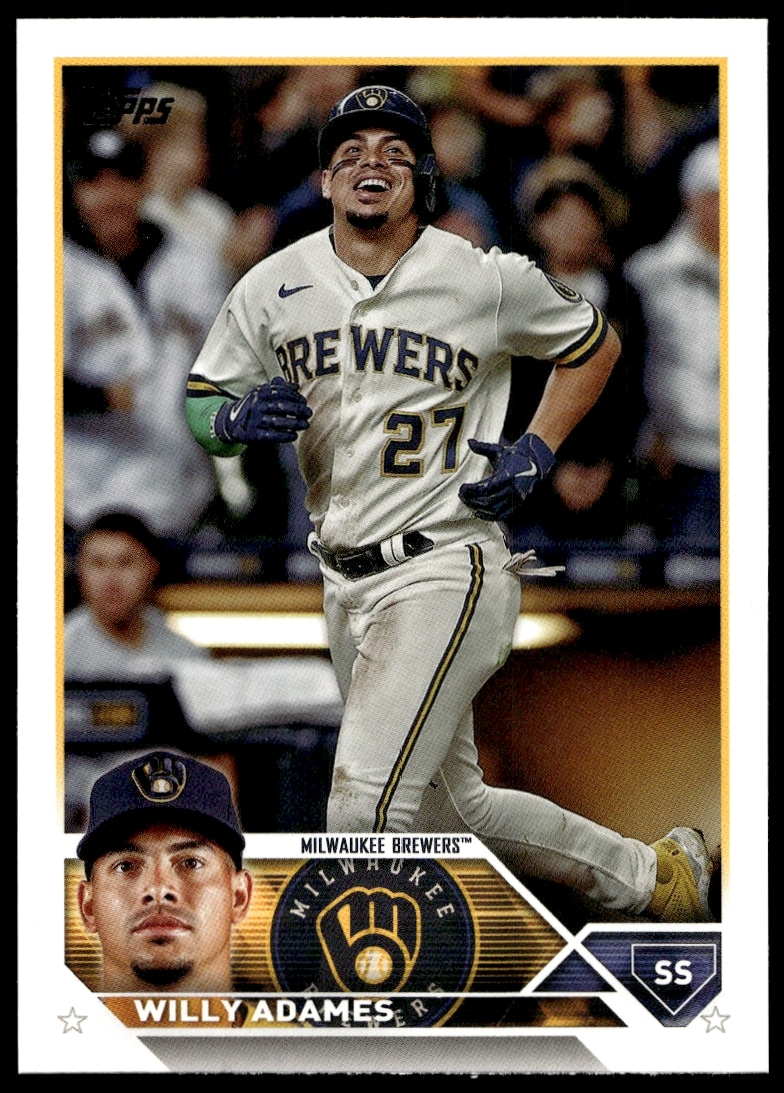 Willy Adames 2023 Topps Baseball Card #106, Milwaukee Brewers, Action Shot.