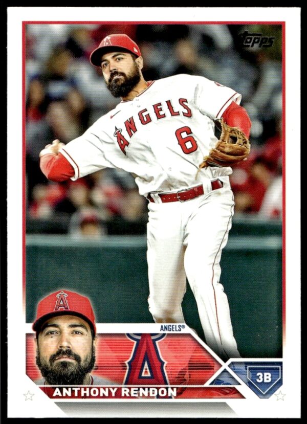 Anthony Rendon 2023 Topps Series 2 Card #640, Los Angeles Angels, Action Swing Image.
