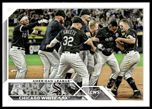 Chicago White Sox player 2023 Topps Series 2 trading card front, featuring action shot.