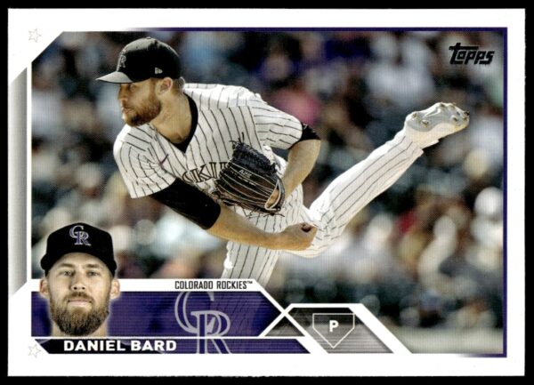 Daniel Bard 2023 Topps Series 2 Card #377 Front, Rockies pitcher on mound.