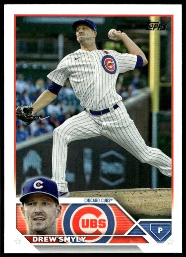 Drew Smyly 2023 Topps Card #535 Front – Chicago Cubs Pitcher Mid-Pitch.