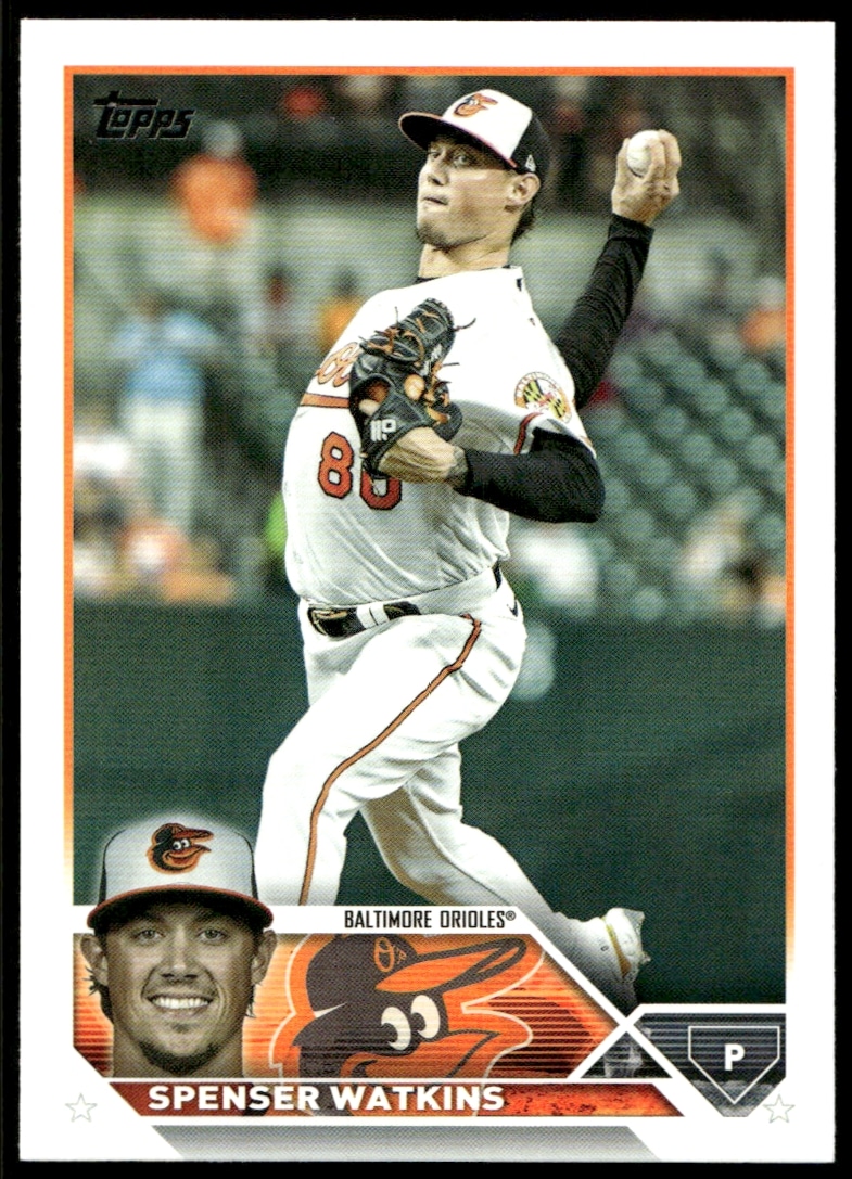 Spenser Watkins 2023 Topps Series 2 Card #393, showcasing baseball action.