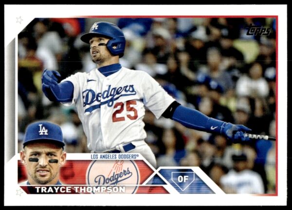 Trayce Thompson 2023 Topps Series 2 baseball card #343 showing action in team uniform.