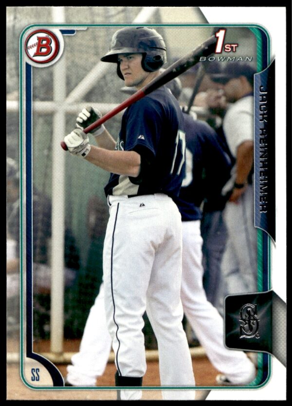 Jack Reinheimer 2015 Bowman Draft baseball card featuring a batting stance.