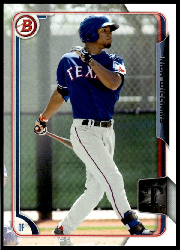 Nick Williams Texas Rangers 2015 Bowman Draft Card #BP107 Baseball Swing.