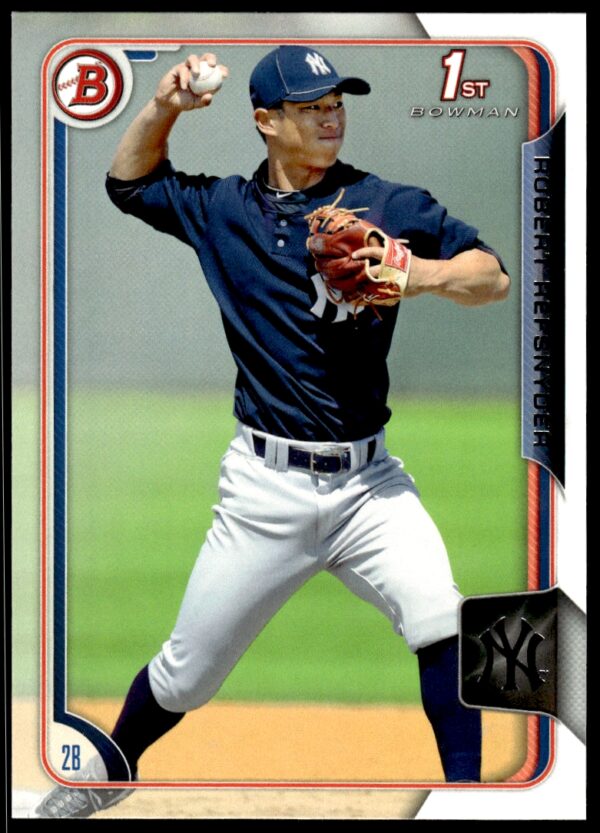 2015 Bowman Draft card featuring Robert Refsnyder in a Yankees uniform, #BP104.