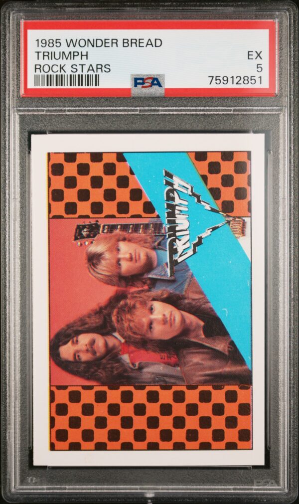 Vintage 1966 Wonder Bread Triumph card, PSA graded, turquoise background, checkerboard frame.