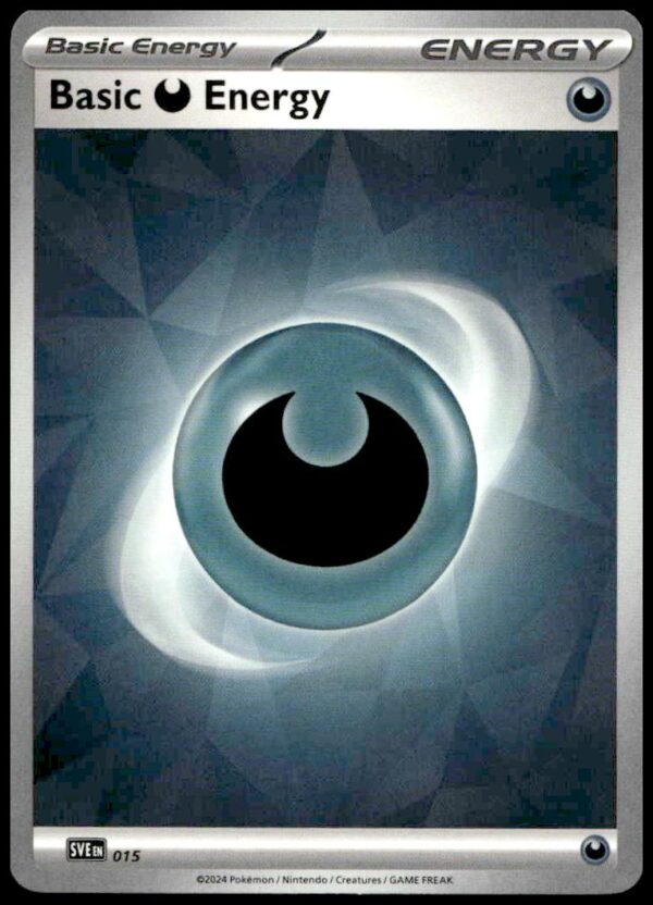 Darkness Energy card from Pokémon TCG Scarlet & Violet set, featuring shadowy crescent moon design.
