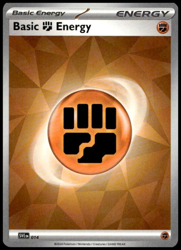 2025 Pokémon TCG Prismatic Evolutions Basic Fighting Energy card with crystalline amber design.