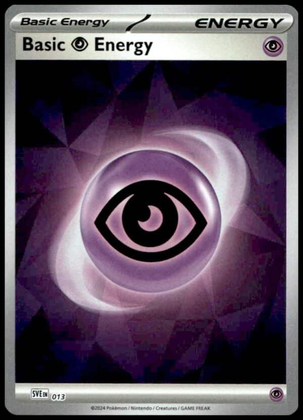 2025 Pokémon Prismatic Evolutions Basic Psychic Energy Card featuring a cosmic eye symbol design.