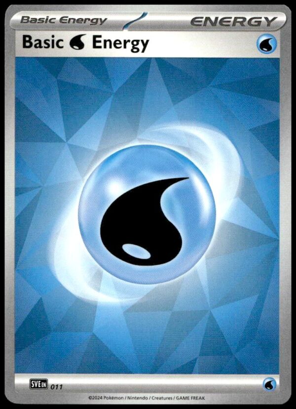 2025 Pokémon Water Energy card with blue geometric design and central water droplet symbol.