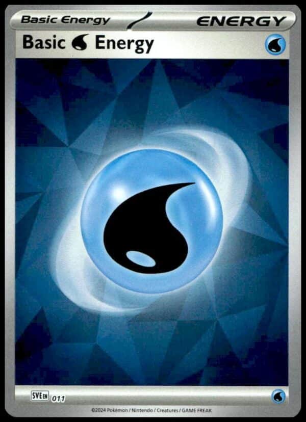 2025 Pokémon Prismatic Evolutions Water Energy Card with luminous blue water droplet and prismatic design.