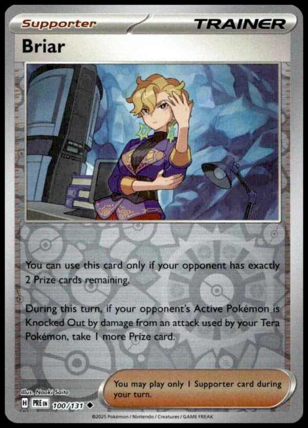 2025 Pokémon TCG Briar Reverse Holo Supporter Card - Prismatic Evolutions #100/131.