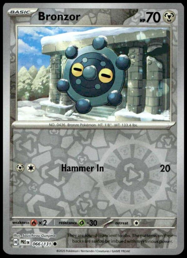 2025 Bronzor Reverse Holo Pokémon Card from Scarlet & Violet: Prismatic Evolutions series.