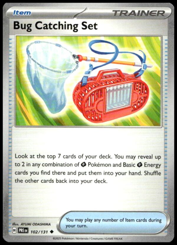 2025 Pokémon TCG Bug Catching Set Trainer Card: Net and Container Illustration.