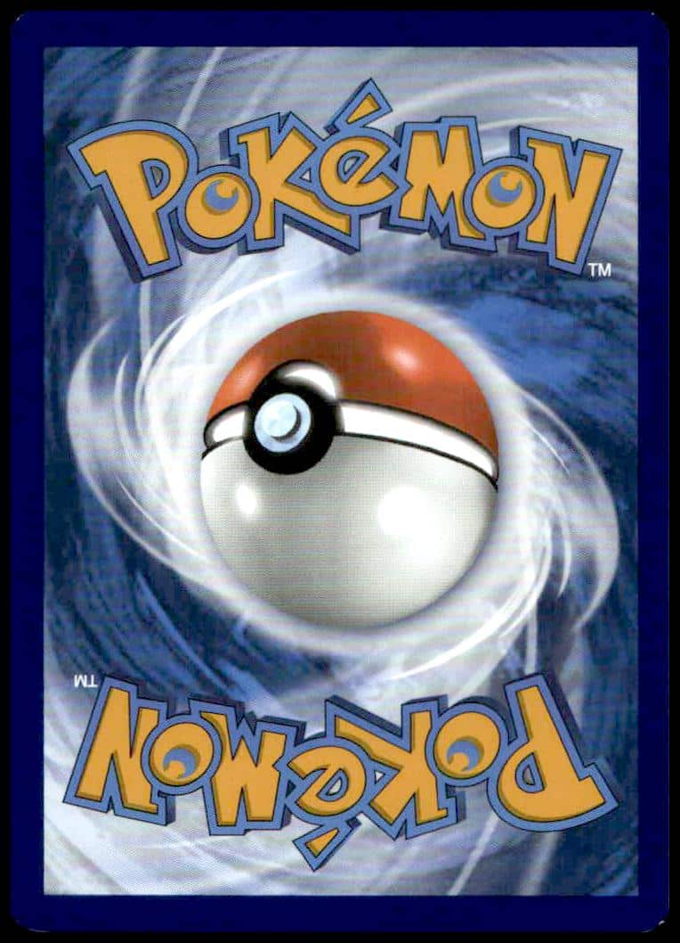 Pokémon card back with iconic Poké Ball, swirling blue energy, and classic yellow logo.