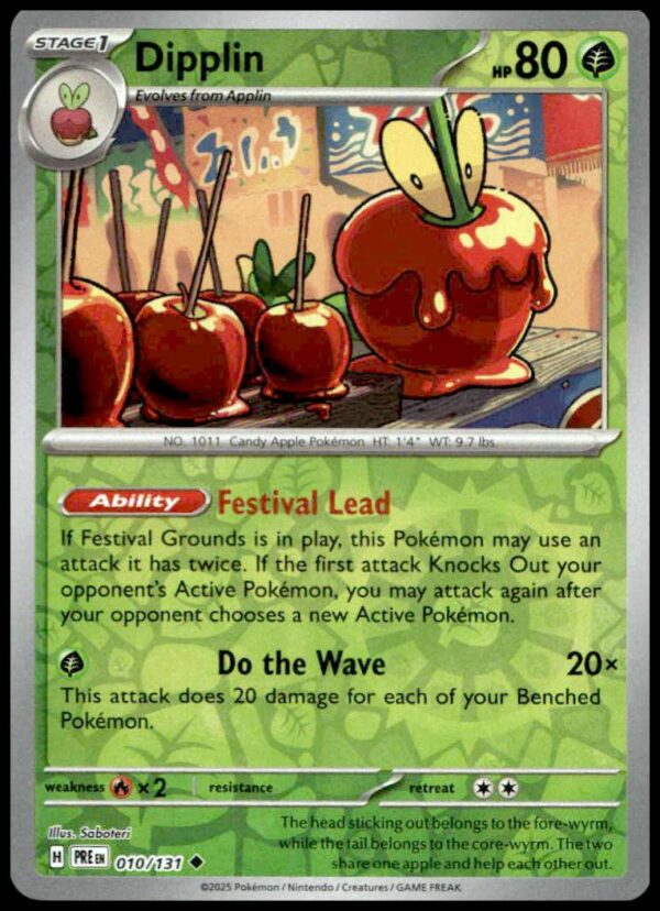 2025 Dipplin Reverse Holo Pokémon Card from Scarlet & Violet: Prismatic Evolutions set.