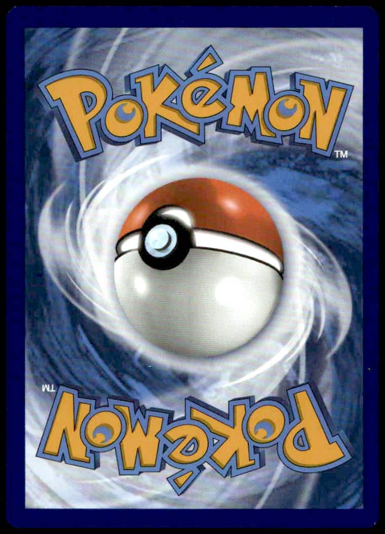Pokémon card back with swirling blue vortex and 3D Poké Ball, iconic POKÉMON logo.