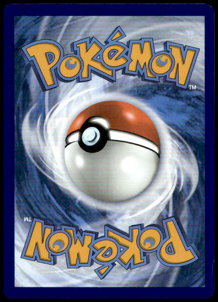 Pokémon card back design with iconic Poké Ball in swirling blue vortex and yellow logo.