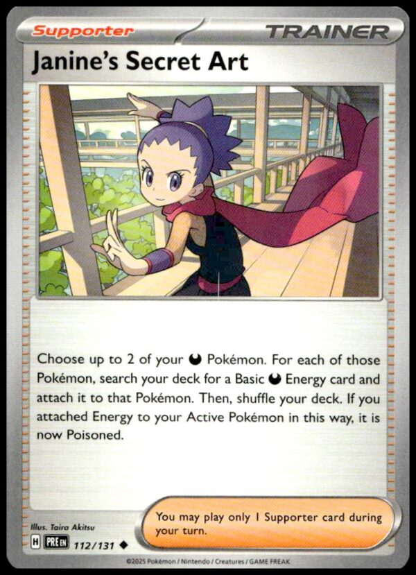 2025 Pokémon Scarlet & Violet: Prismatic Evolutions Janine's Secret Art #112/131 (Front)