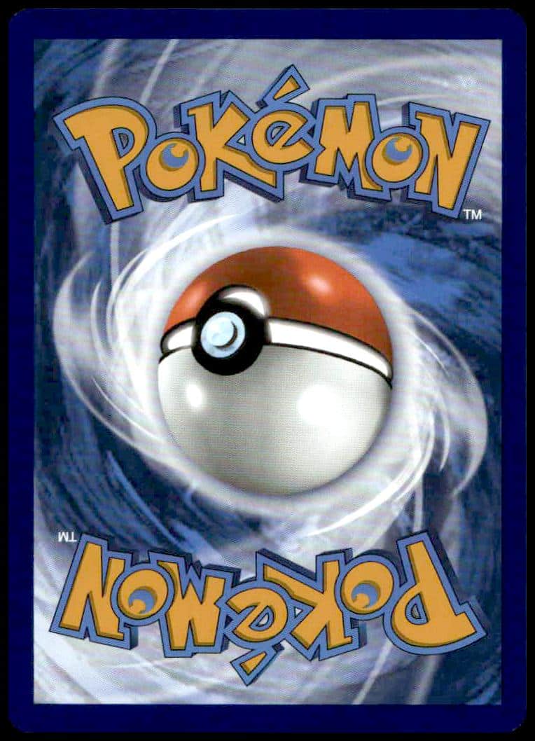 Swirling blue Pokémon card back with central Poké Ball and iconic yellow logos.