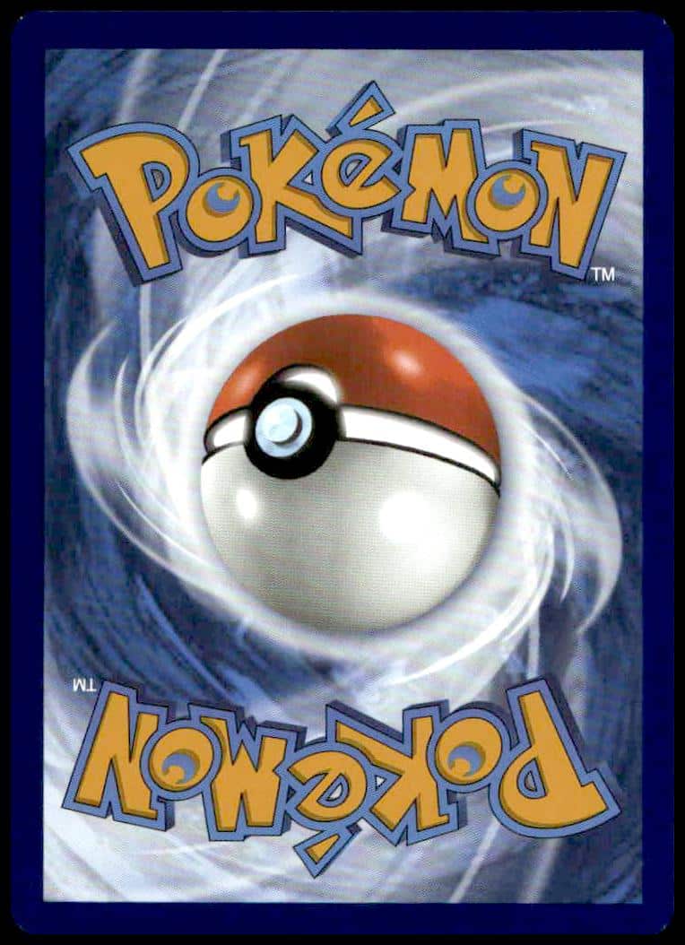 Iconic Pokémon card back with swirling vortex, logo, and central Poké Ball design.