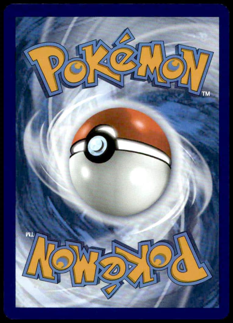Pokémon card back: iconic blue vortex with central Poké Ball, bold yellow POKÉMON text.