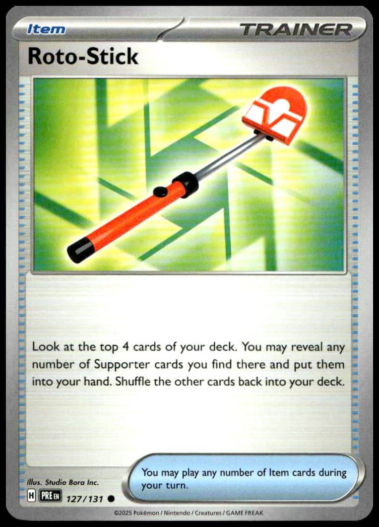 2025 Pokémon card: Roto-Stick Trainer with red X head, set 127/131.
